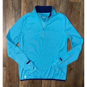 LRL Ralph Lauren Activewear Blue Womens Medium 1/4 Zip Pull Over Track Jacket